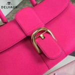 Delvaux-18 名媛必備brillant枚紅色原版粒面牛皮橫款大號手袋