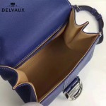 Delvaux-015-4 潮流百搭手工車線brillan藍色原版TOGO皮手提單肩包