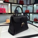 Delvaux-19-3 潮人必備新款brillant黑色原版牛皮豎款大號手提單肩包