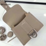 Delvaux-015 潮流百搭手工車線brillan淺灰色原版TOGO皮手提單肩包
