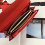 Delvaux-21-4 時尚復古Brillan Frence紅色原版牛皮翻蓋錢包手拿包