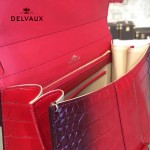 Delvaux-030 Sellier Brillant鱷魚紋牛皮 小羊皮內裏可調節肩帶原裝禮盒手提單肩斜挎包