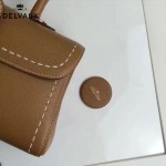 Delvaux-014-5 百搭新款手工車線brillan土黃色原版TOGO皮橫款大號手袋