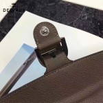 Delvaux-21-3 時尚復古Brillan Frence深灰色原版牛皮翻蓋錢包手拿包