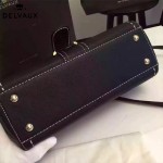 Delvaux-014-6 百搭新款手工車線brillan黑色原版TOGO皮橫款大號手袋