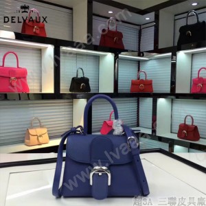 Delvaux-017-5 人氣熱銷brillant藍色原版粒面牛皮手提單肩包