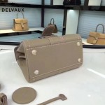 Delvaux-015 潮流百搭手工車線brillan淺灰色原版TOGO皮手提單肩包