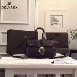 Delvaux-014-6 百搭新款手工車線brillan黑色原版TOGO皮橫款大號手袋