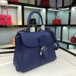 Delvaux-19-5 潮人必備新款brillant藍色原版牛皮豎款大號手提單肩包