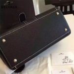 Delvaux-013-7 百搭新款手工車線brillan黑色原版TOGO皮豎款大號手袋