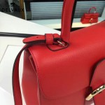 Delvaux-19-2 潮人必備新款brillant紅色原版牛皮豎款大號手提單肩包
