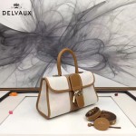 Delvaux-011 最新爆款純手工編織絲麻配原版牛皮橫款大號手提單肩包