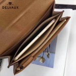 Delvaux-21-5 時尚復古Brillan Frence土黃色原版牛皮翻蓋錢包手拿包