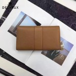 Delvaux-21-5 時尚復古Brillan Frence土黃色原版牛皮翻蓋錢包手拿包