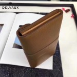 Delvaux-21-5 時尚復古Brillan Frence土黃色原版牛皮翻蓋錢包手拿包