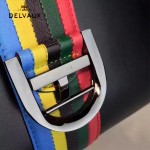 Delvaux-035 box皮槍色五金時尚潮流黑色手提單肩斜挎包