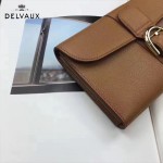 Delvaux-21-5 時尚復古Brillan Frence土黃色原版牛皮翻蓋錢包手拿包