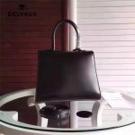 Delvaux-036 原單box皮槍色五金時尚潮流黑色手提單肩斜挎包