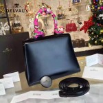 Delvaux-035 box皮槍色五金時尚潮流黑色手提單肩斜挎包