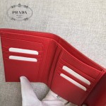 PRADA 1MH002 人氣熱銷款原單紅色十字紋信封款三折錢包