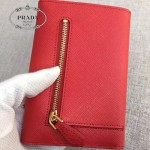 PRADA 1MH002 人氣熱銷款原單紅色十字紋信封款三折錢包