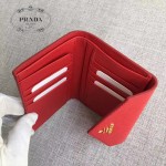 PRADA 1MH002 人氣熱銷款原單紅色十字紋信封款三折錢包