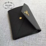 PRADA 1MH002-2 人氣熱銷款原單黑色十字紋信封款三折錢包