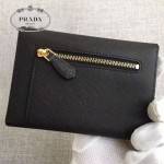 PRADA 1MH002-2 人氣熱銷款原單黑色十字紋信封款三折錢包