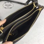 PRADA 1BH046 時尚新款女士黑色原版仿鹿皮單肩斜挎包