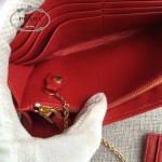 PRADA 1MH132-7 新款女士Gaufré紅色原版皺褶羊皮搭扣長款錢包