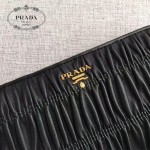 PRADA 1ML506-11 人氣熱銷175代工黑色原版羊皮長款拉鏈錢包