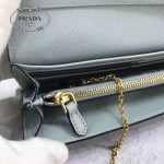 Prada-1MH132 皮革翻蓋彩色希臘波浪圖案鍍金金屬配件金屬字母按扣開合錢夾