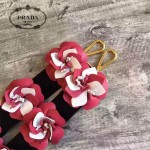 PRADA 1TY001-3 時尚魅力純手工製作原單紅色花朵百搭包包肩帶