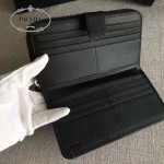 PRADA 2M1411 商務男士175鋼印黑色原版十字紋長款錢包