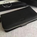 PRADA 2M1411 商務男士175鋼印黑色原版十字紋長款錢包