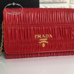 PRADA 1BP005-05 名媛必備紅色原單羊皮單肩斜挎包晚宴包