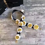 PRADA 1TY001 時尚魅力純手工製作原單黃色花朵百搭包包肩帶