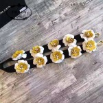 PRADA 1TY001 時尚魅力純手工製作原單黃色花朵百搭包包肩帶