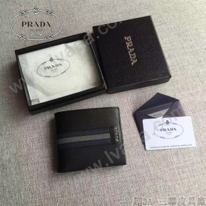 PRADA 2M0513-7 專櫃最新配色175鋼印原單十字紋兩折短款錢包