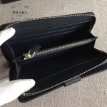PRADA 2M1411-2 商務男士175鋼印藍色原版十字紋長款錢包