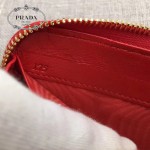 PRADA 1ML506-12 人氣熱銷175代工紅色原版羊皮長款拉鏈錢包