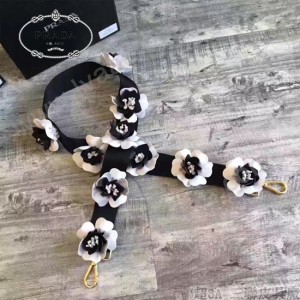 PRADA 1TY001-2 時尚魅力純手工製作原單白色花朵百搭包包肩帶