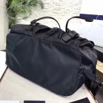Prada-1BZ811 最新專櫃機器人黑色防水尼龍料銀色五金配件原裝十字紋配皮背包