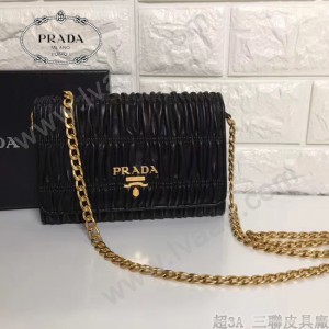 PRADA 1BP005-06 名媛必備黑色原單羊皮單肩斜挎包晚宴包