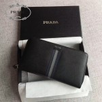 PRADA 2M1188-15 商務男士新配色原單十字紋長款錢包手拿包