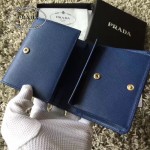 PRADA 1M0176-14 人氣經典款女士原單寶藍色十字紋短款三折錢包