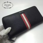 PRADA 2M1317-4 專櫃新配色175鋼印原單十字紋長款拉鏈錢包