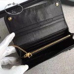 PRADA 1MH132-6 新款女士Gaufré黑色原版皺褶羊皮搭扣長款錢包