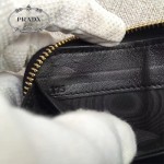 PRADA 1ML506-11 人氣熱銷175代工黑色原版羊皮長款拉鏈錢包