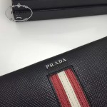 PRADA 2M1317-4 專櫃新配色175鋼印原單十字紋長款拉鏈錢包